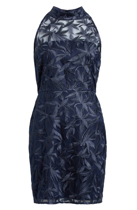 Shop Sam Edelman Leaf Embroidered Sheath Dress In Navy