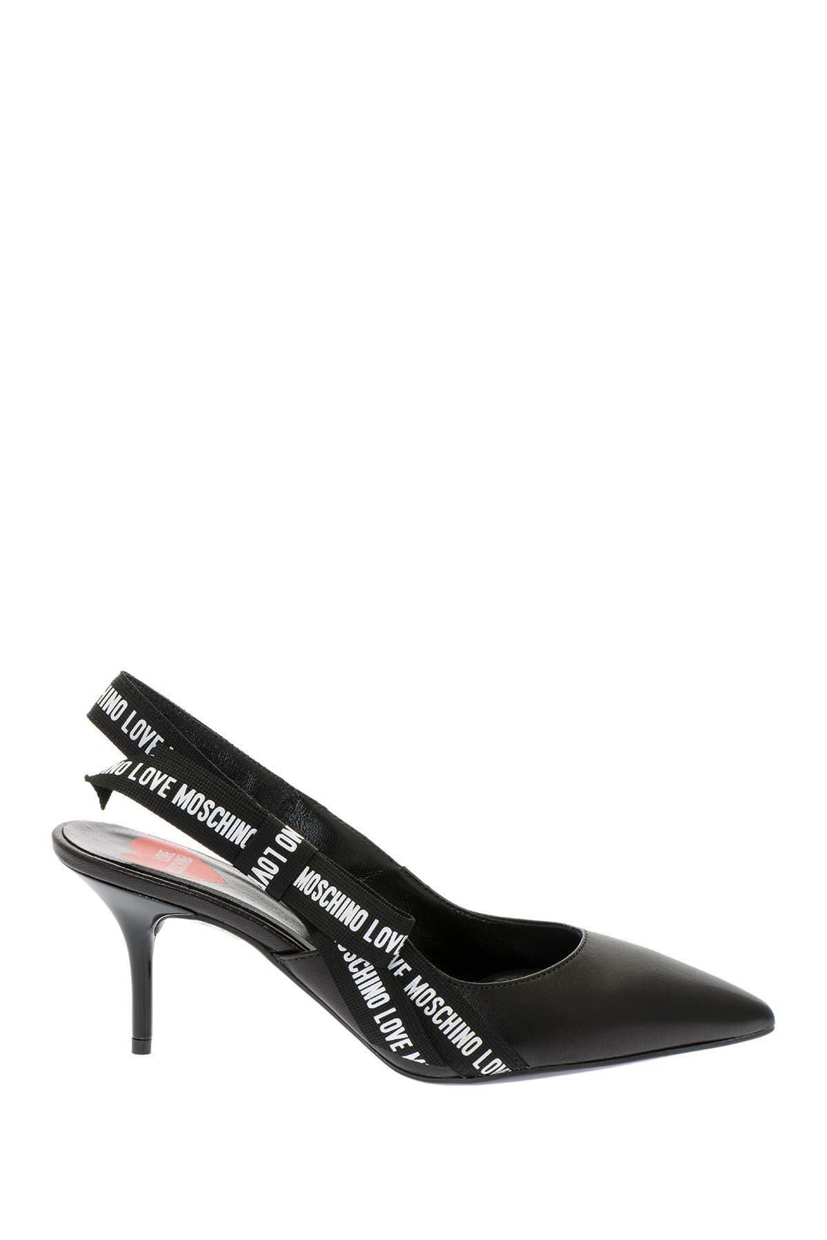 Love Moschino Pointed Toe Slingback Kitten Heel In Black | ModeSens
