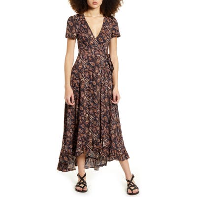 Lira Clothing Valentina Paisley Print Wrap Maxi Dress, Black