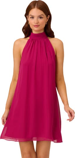 Adrianna Papell Halter Neck Chiffon Dress Nordstrom