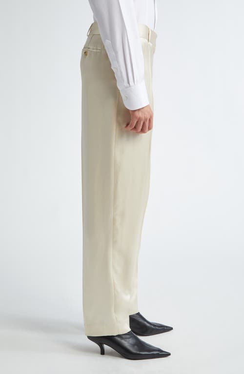 Shop Totême Toteme Satin Trousers In Ecru