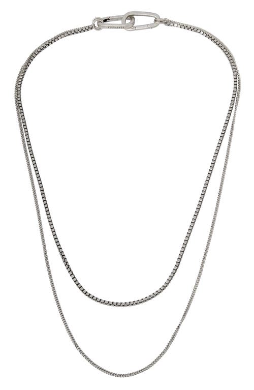 AllSaints Layered Curb Sterling Silver Chain Necklace in Warm Silver