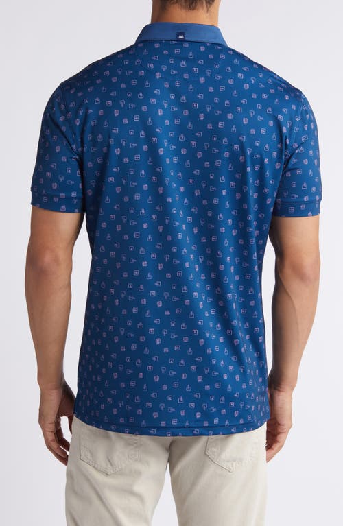 Shop Mizzen + Main Mizzen+main Versa Trim Fit Print Performance Polo In Poseidon Postage