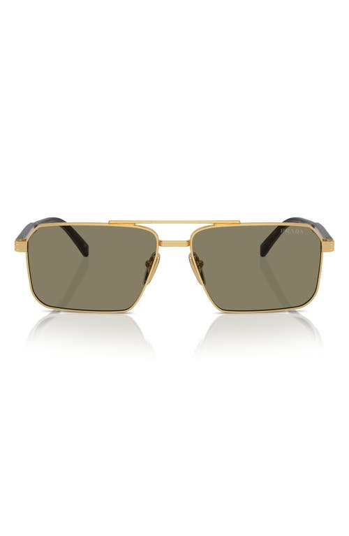 Shop Prada 58mm Rectangular Sunglasses In Gold/lite Brown