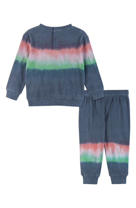 Shop Andy & Evan Rib Tie Dye Long Sleeve T-shirt & Joggers Set In Navy Dip Dye