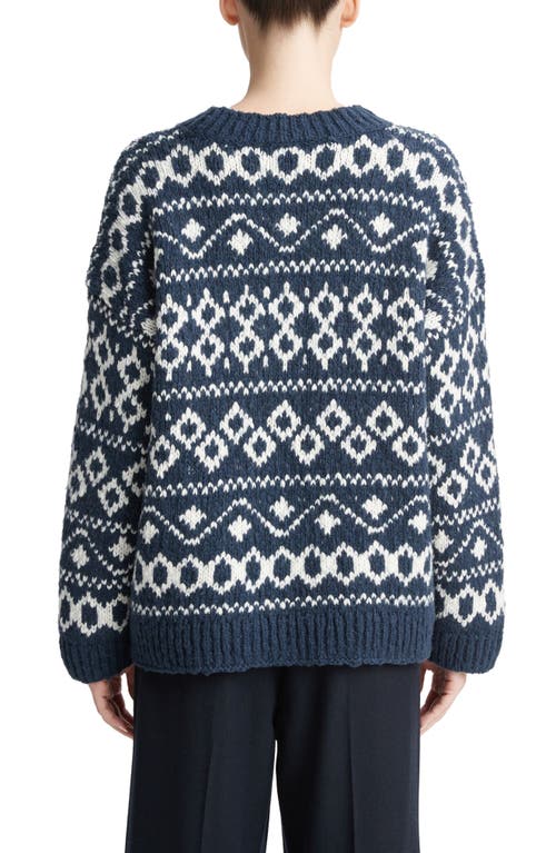 Shop Vince Nordic Fair Isle Crewneck Sweater In Washed Coastal/light