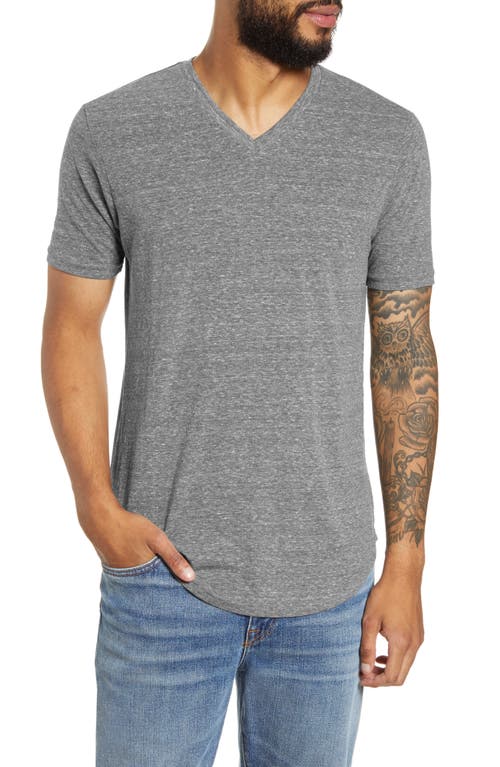 Triblend Scallop V-Neck T-Shirt in Heather Grey