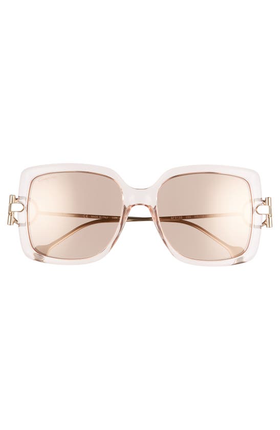 Ferragamo Gancio Rectangle Plastic & Metal Sunglasses In Nude