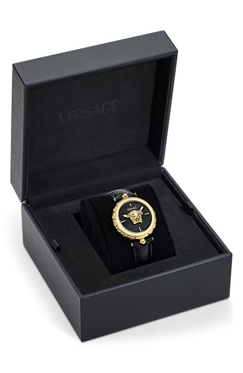 Shop Versace Medusa Heritage Leather Strap Watch, 38mm In Ip Yellow Gold