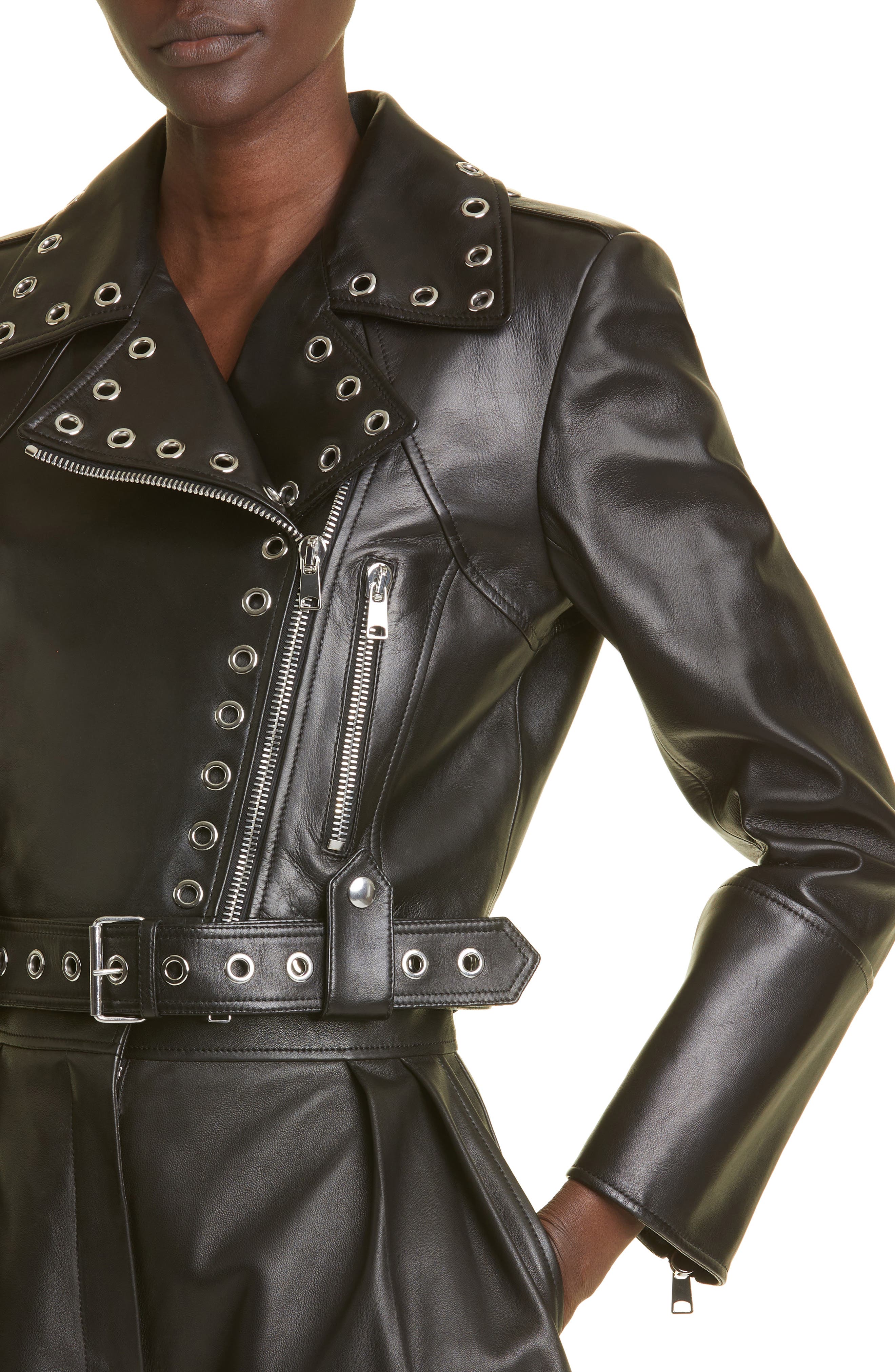 Alexander McQueen Grommet Leather Biker Jacket Nordstrom