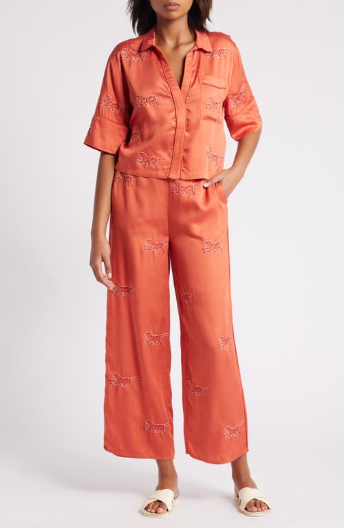 Shop Sani Embroidered Lounge Set In Coral