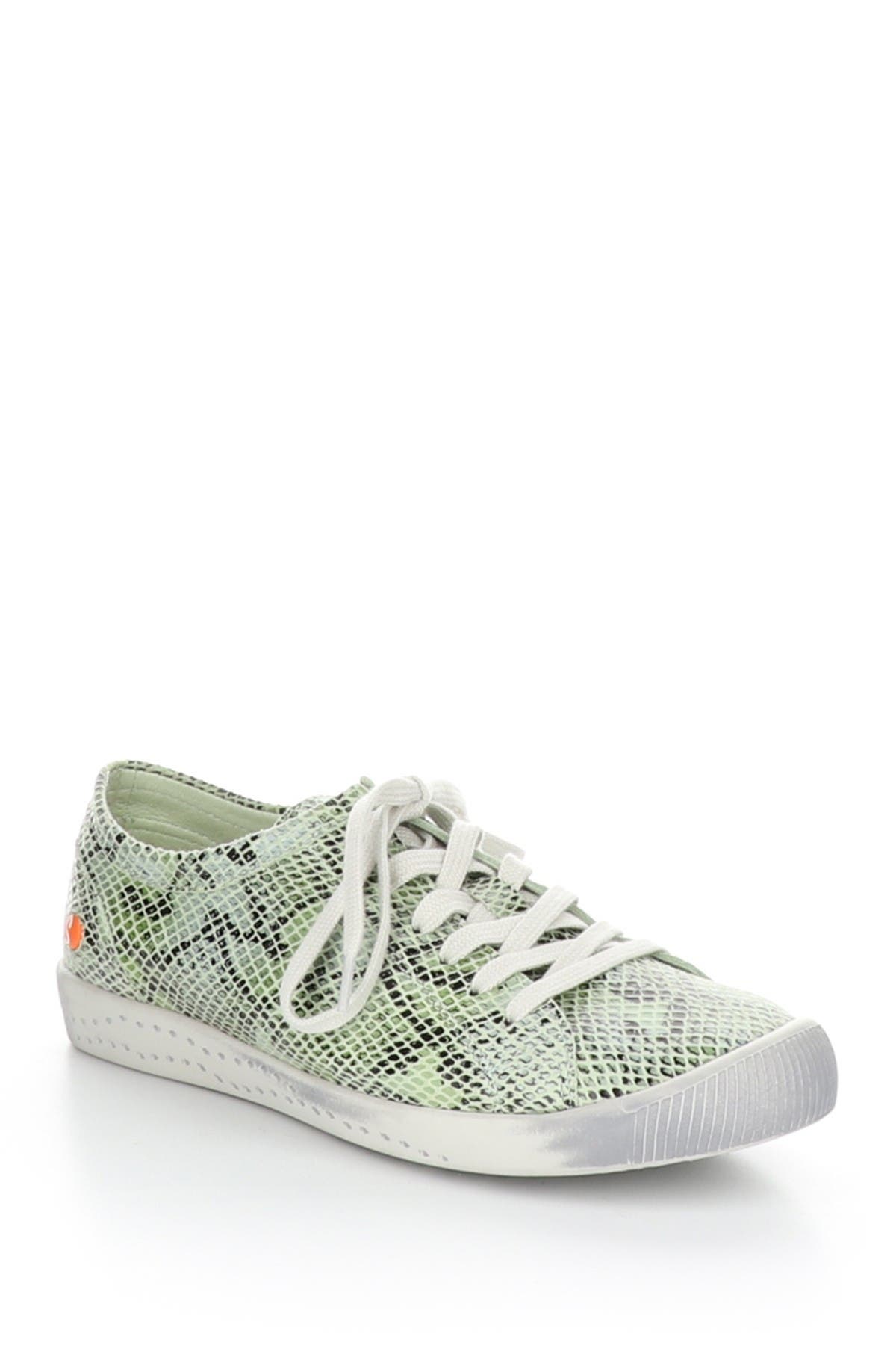 Softinos By Fly London Isla Distressed Sneaker In 587 Green Snake