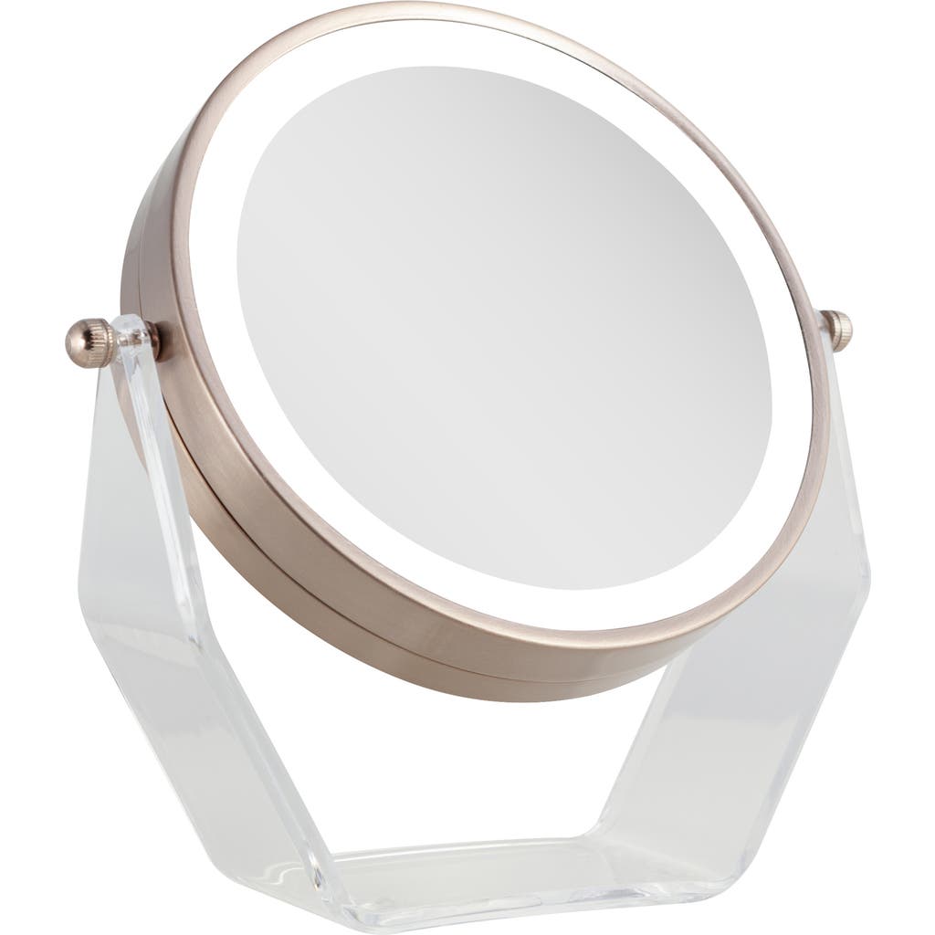 Zadro Lighted Makeup Mirror With Magnification & Swivel In Rose Gold