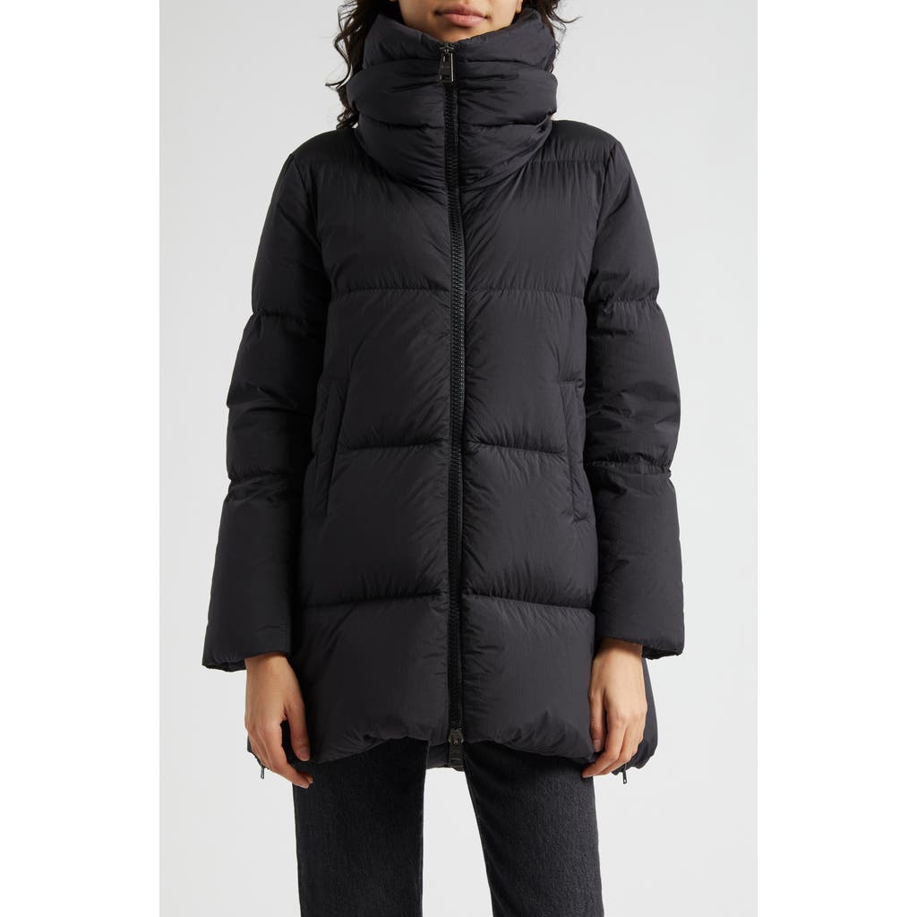 Herno Box Quilted Water Resistant Down Coat in Black