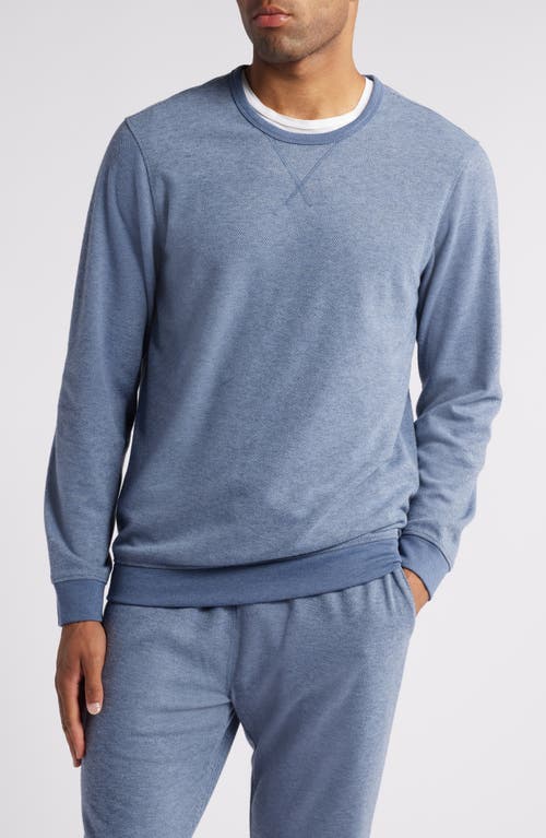 Daniel Buchler Brushed Twill Crewneck Sweatshirt In Blue