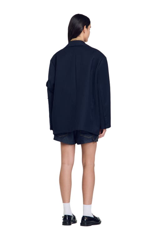 Shop Sandro Oversized Suit Jacket In Navy Blue