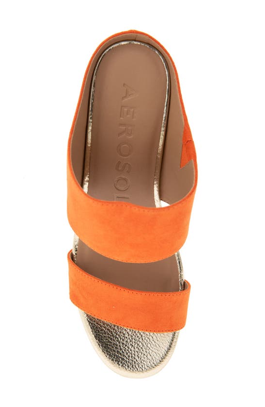 Shop Aerosoles Wheeler Wedge Heel Sandal In Mandarin Faux Suede
