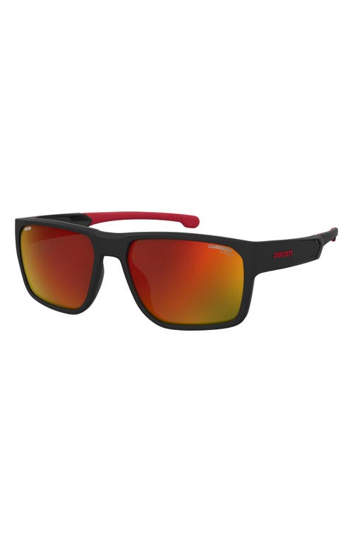 Shop Carrera Eyewear X Ducati 59mm Rectangular Sunglasses In Black Red/red Multilayer