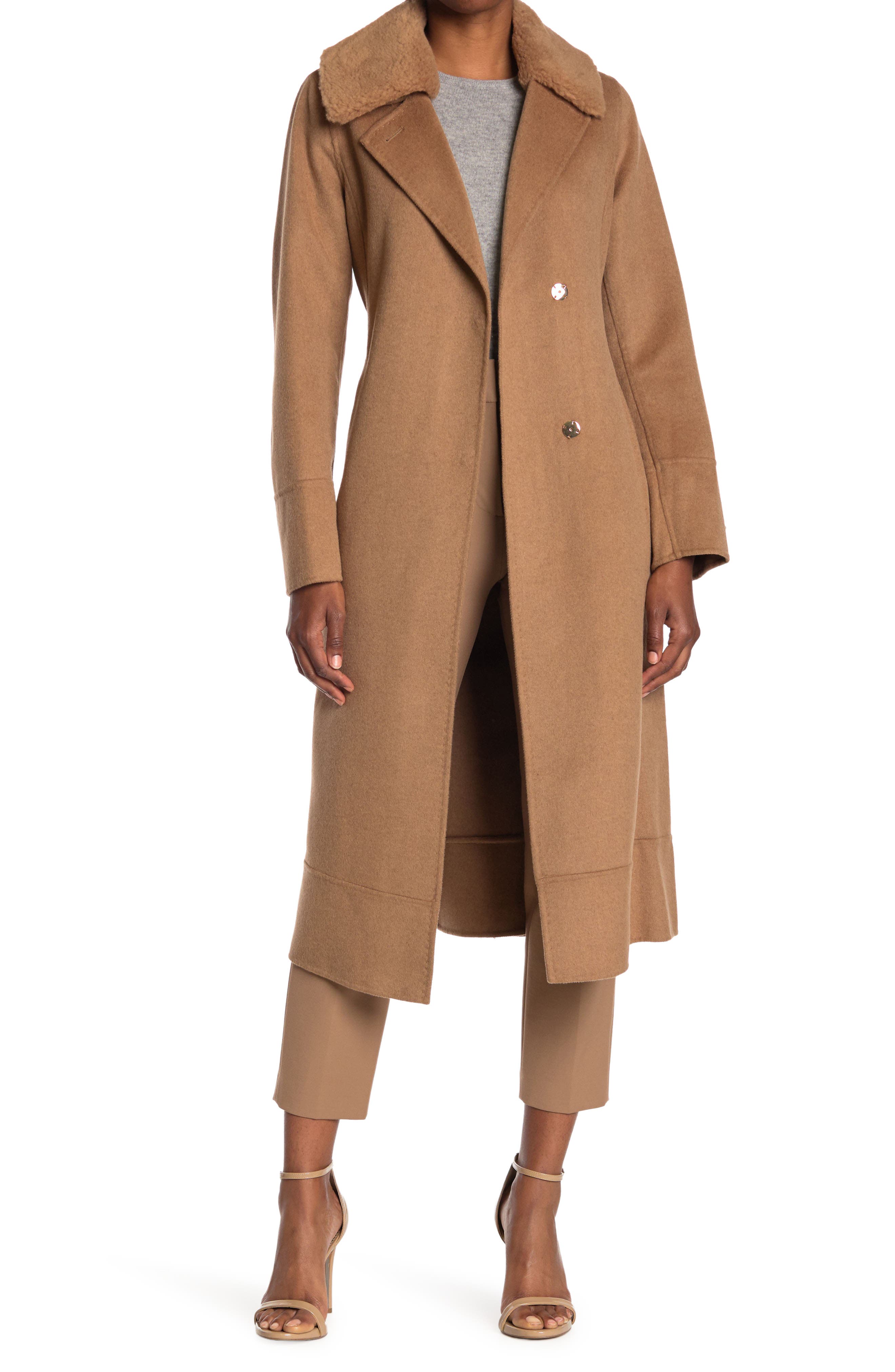 michael kors wool blend belted coat