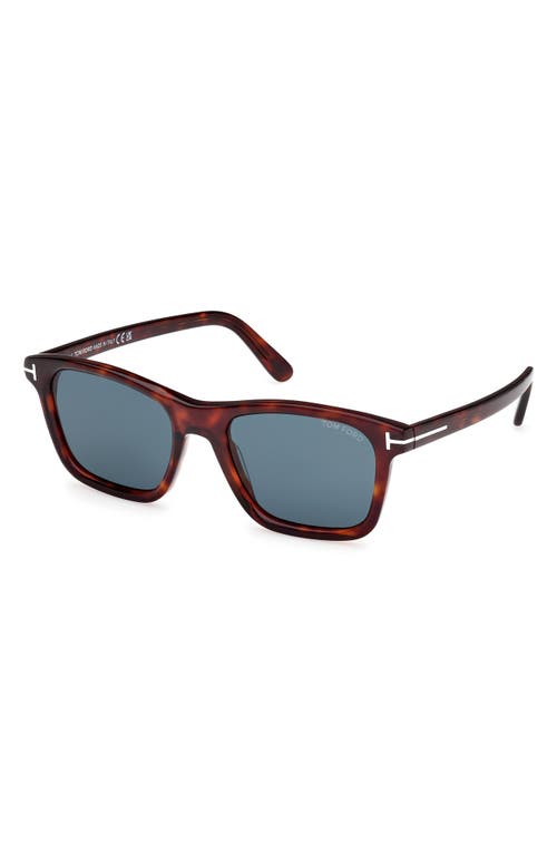 Shop Tom Ford Barron 54mm Square Sunglasses In Shiny Red Havana/dark Teal