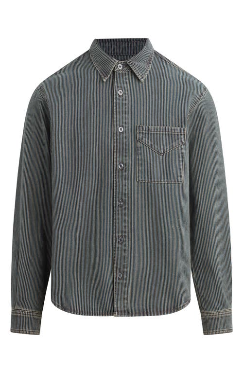 Shop Hudson Jeans Pinstripe Cotton Twill Button-up Shirt In Khaki Road