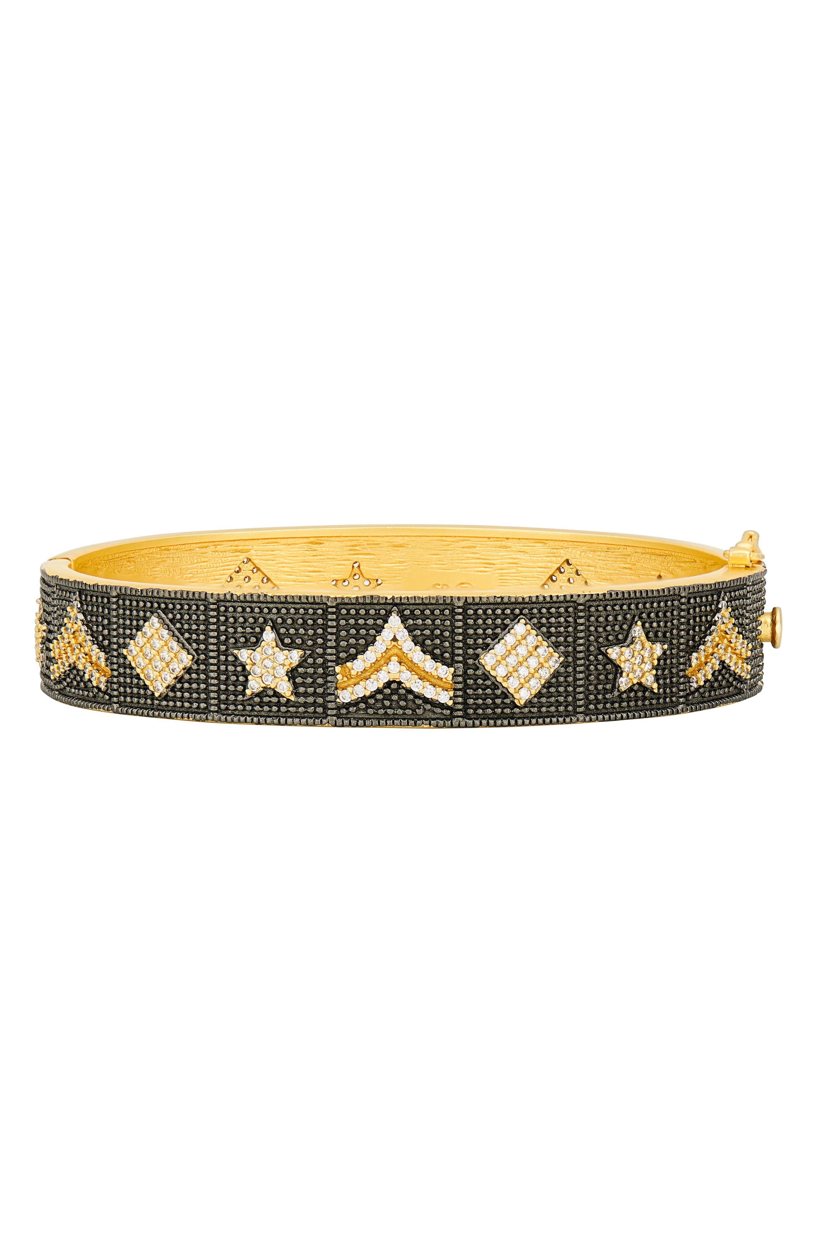 FREIDA ROTHMAN West Point Chevron Stars Bangle Bracelet in Gold And Black at Nordstrom -  YRZB080220B-H