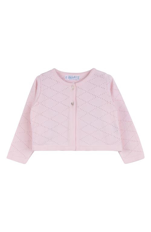 Feltman Brothers Cotton Pointelle Crop Cardigan in Pink 