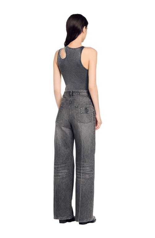 SANDRO SANDRO RHINESTONE ONE-SHOULDER BODYSUIT