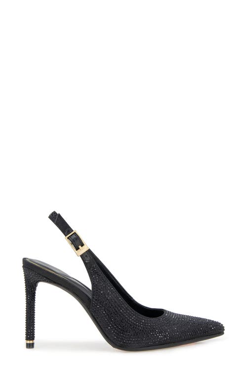 Kenneth Cole Quinnly Crystal Slingback Pointed Toe Pump In Black Satin