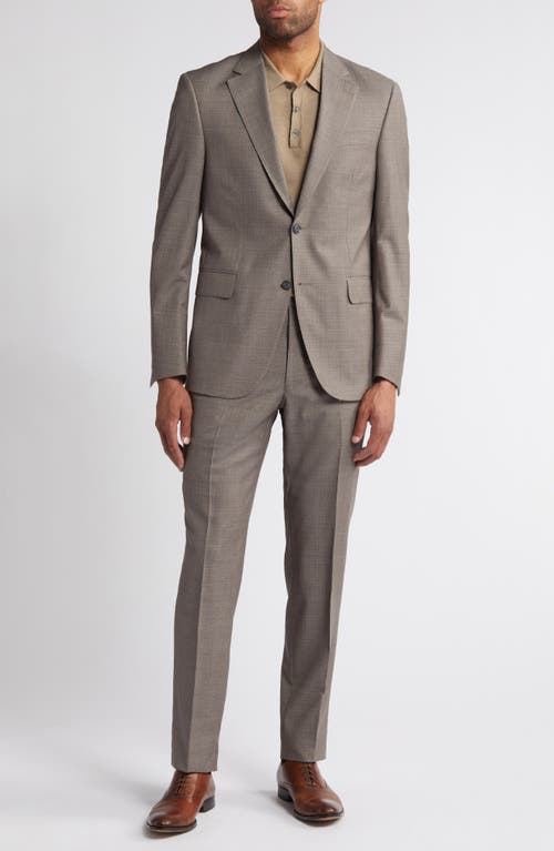 Peter Millar Tailored Fit Plaid Wool Suit Tan at Nordstrom,