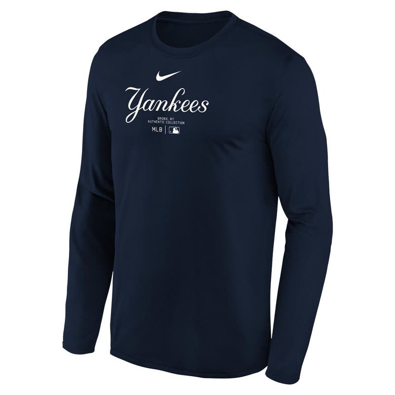 Shop Nike Youth  Navy New York Yankees Authentic Collection Long Sleeve Performance T-shirt