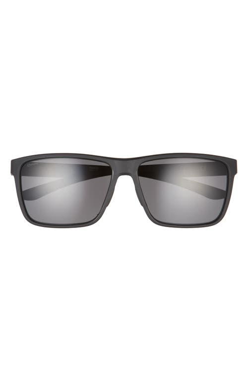 Smith Riptide 61mm Polarized Sport Square Sunglasses in Matte Black/Black at Nordstrom