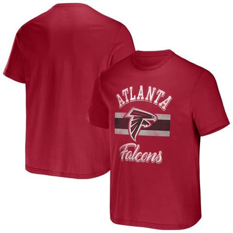 Atlanta Falcons Fanatics Branded Big & Tall Throwback 2-Stripe Raglan  T-Shirt - Black/Heathered Gray