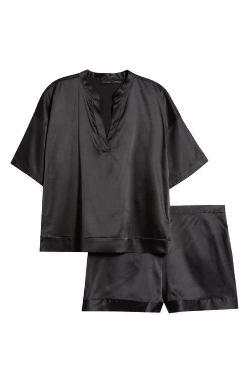 Glamour Satin Short Pajamas in Black