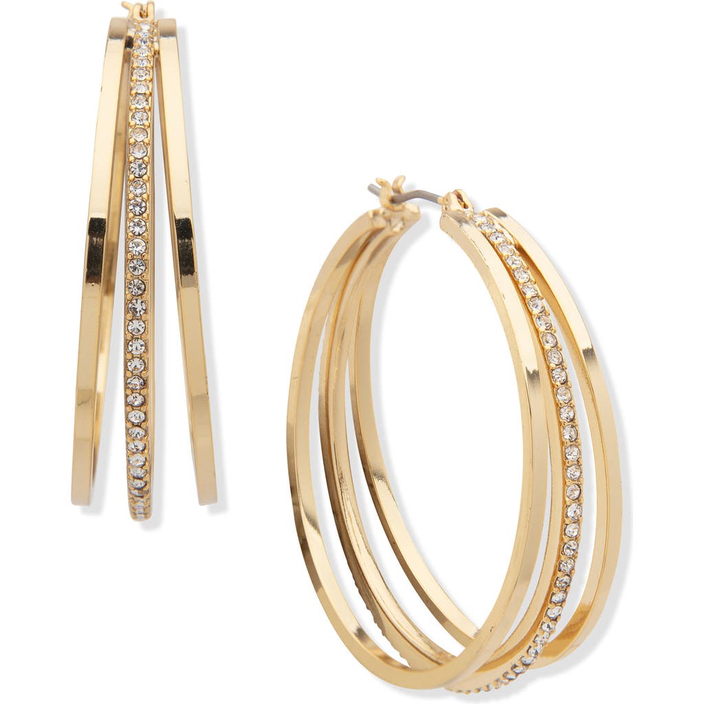 Shop Dkny Crystal Hoop Earrings In Gold/crystal