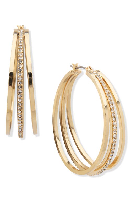Shop Dkny Crystal Hoop Earrings In Gold/crystal