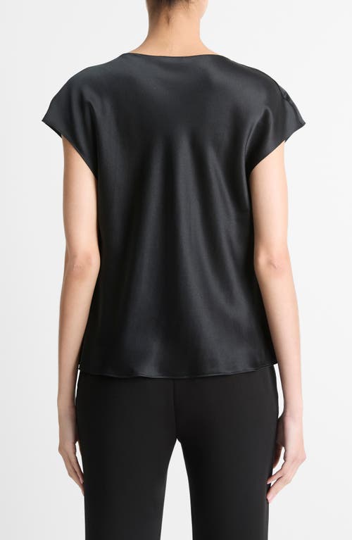 Vince Cowl Neck Silk Blouse In Black