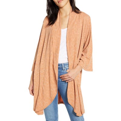 Bobeau Drape Front Cardigan, Brown