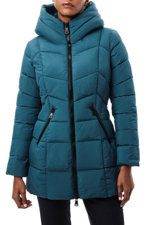 Hooded Water Resistant Puffer Jacket in Astro Green