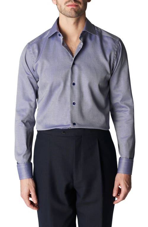 Eton Slim Fit Textured Solid Dress Shirt in Blue
