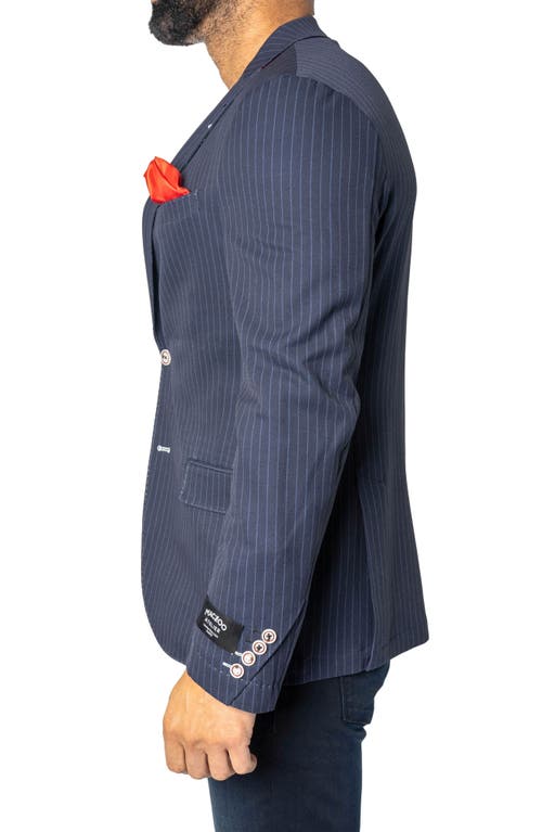 Shop Maceoo Descartes Unconstructed Pinstripe Capone Blue Blazer