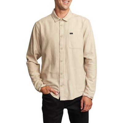 Rvca Sand Button-Up Flannel Shirt, Yellow