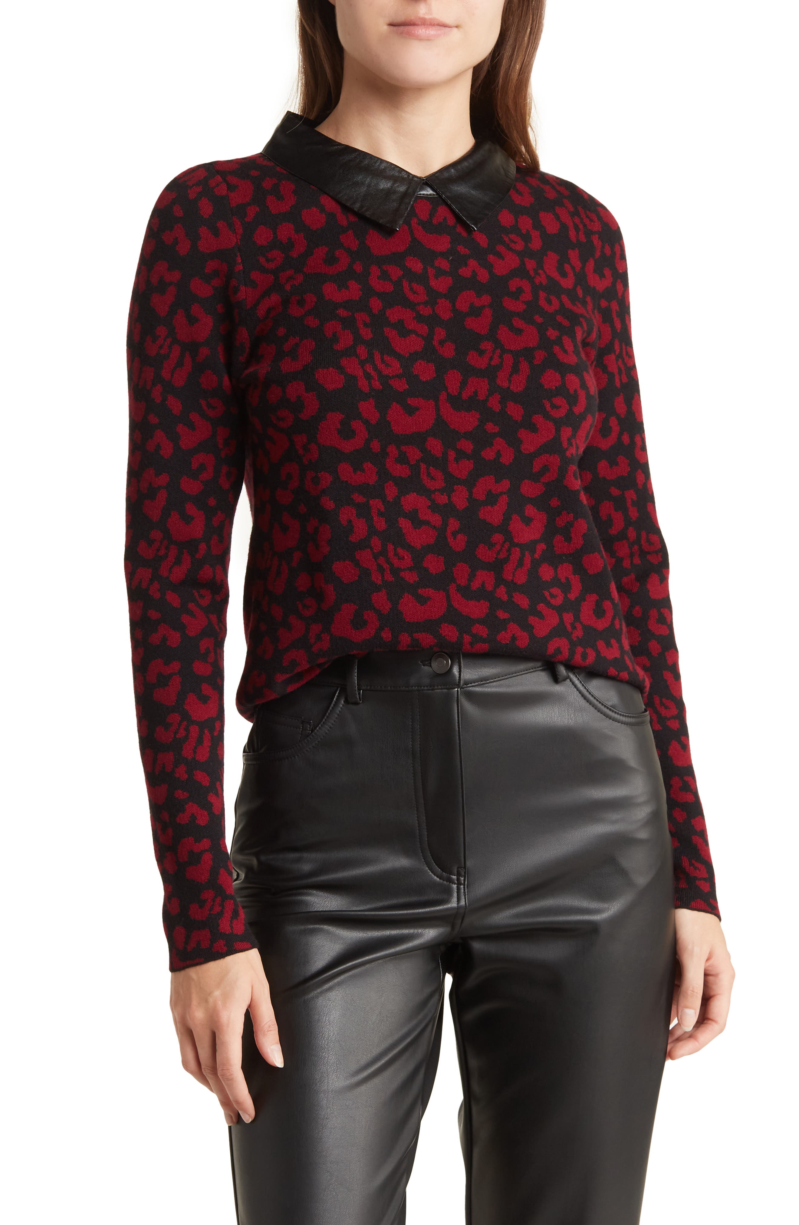 Belldini Faux Leather Collar Leopard 