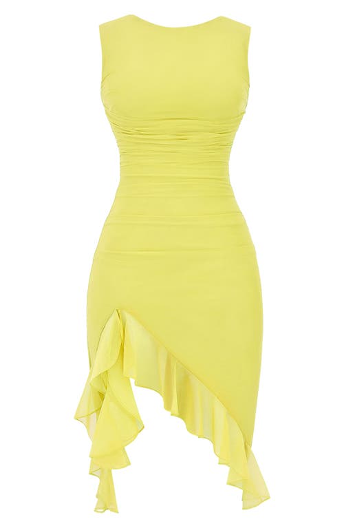 Mistress Rocks Ruffle High-low Cocktail Dress In Lime Sorbet