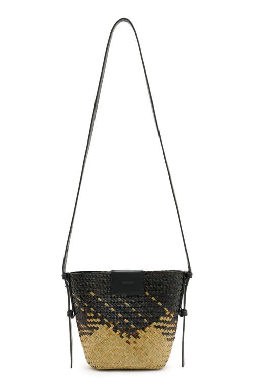 Shop Allsaints Ebro Straw Crossbody Bag In Black/brown