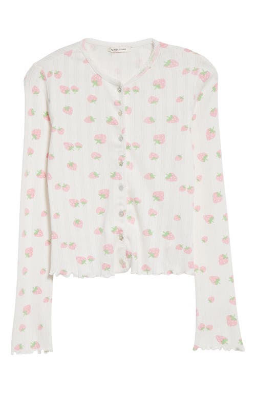 Shop Sandy Liang Strawberry Print Pointelle Cardigan