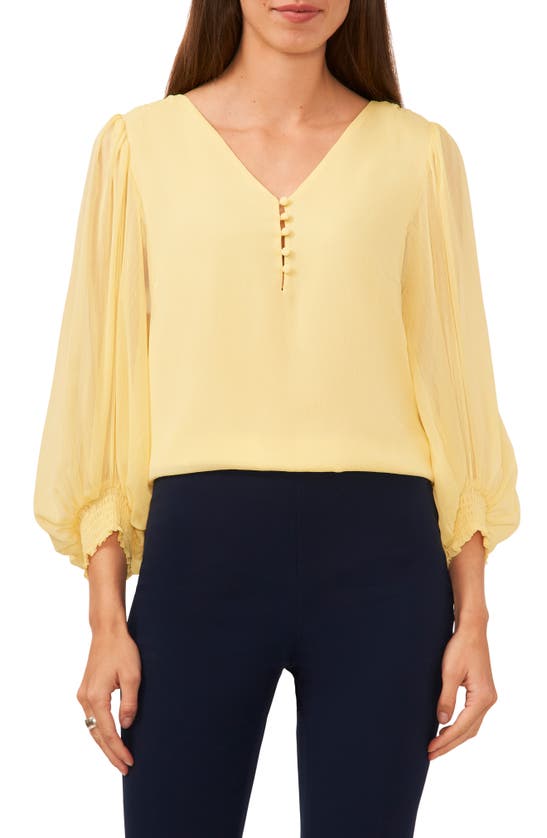 Halogen Blouson Sleeve V-neck Popover Top In Sunshine