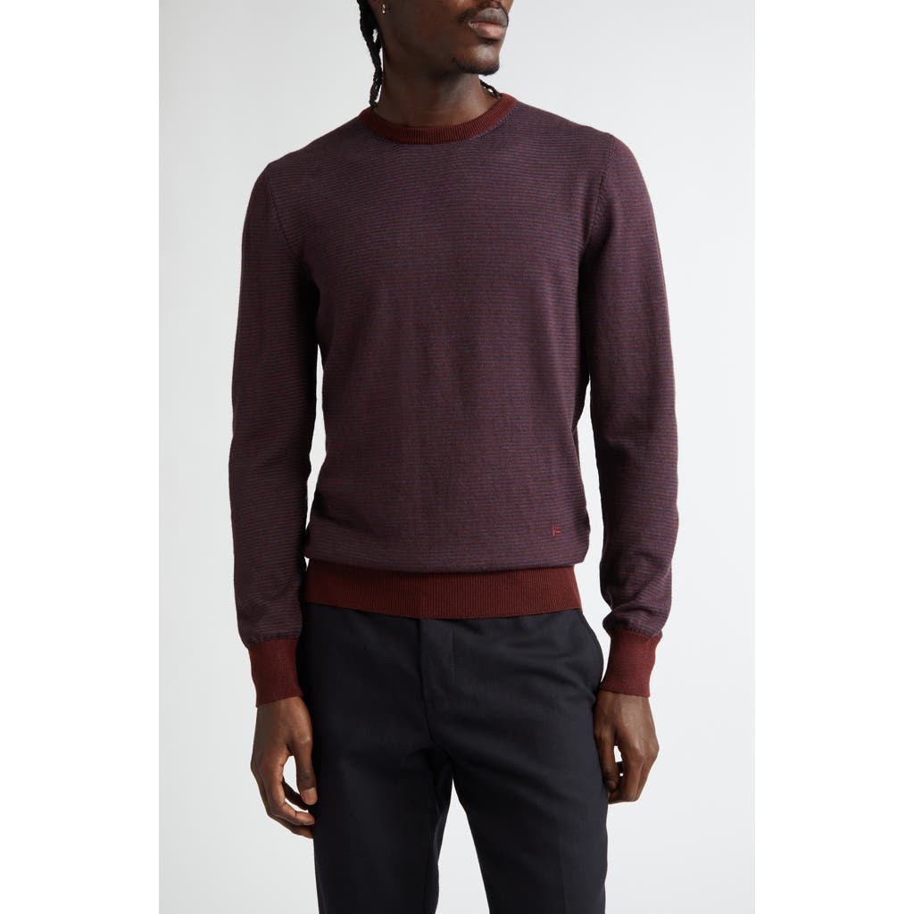 Isaia Stripe Wool, Silk & Cashmere Crewneck Sweater In Purple