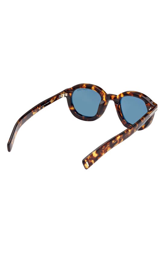 Shop Tom Ford Raffa 46mm Round Sunglasses In Vintage Havana / Dark Teal