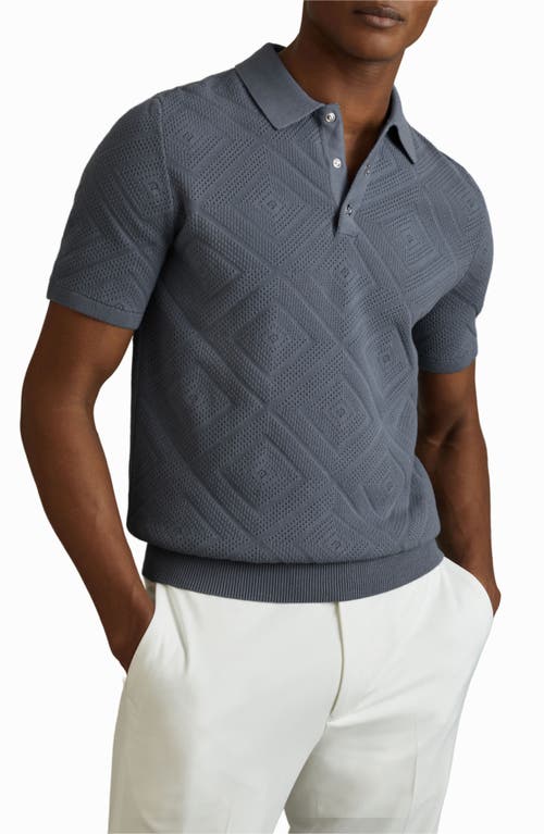 Shop Reiss Lupton Pointelle Cotton Polo In Airforce Blue